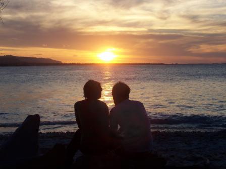 Coucher de soleil en amoureux sur la plage de Cayo Sombrero