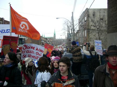 La manifestation historique du 16 mars 2005 à Montréal pendant la grève étudiante